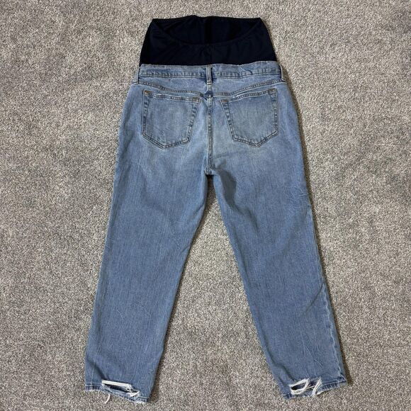 Abercrombie & Fitch Maternity Jeans Womens 29 Blue The Ankle Straight Distressed - Picture 2 of 12